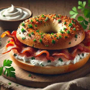 Friss és finom bagel szalonnával és krémsajttal