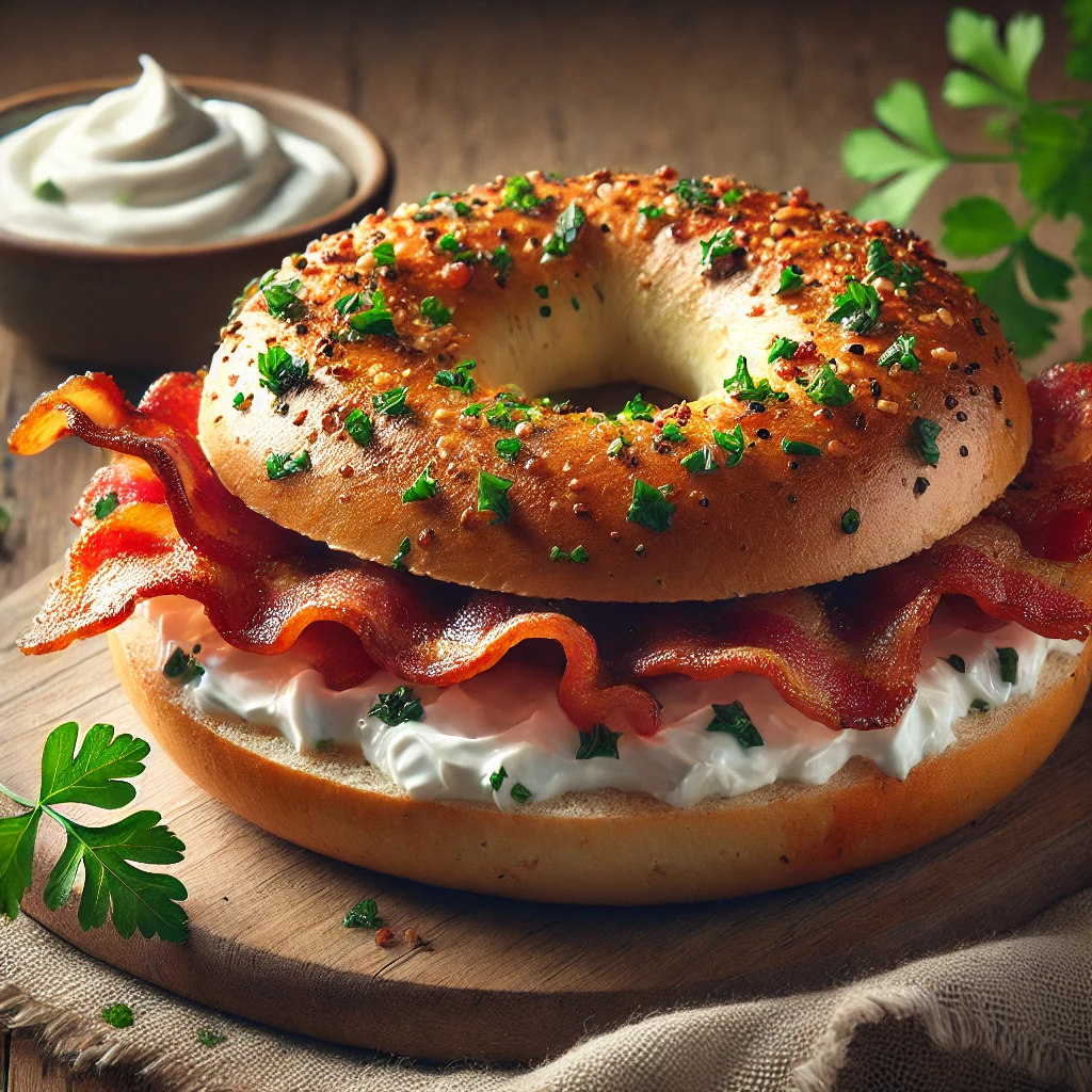 Friss és finom bagel szalonnával és krémsajttal