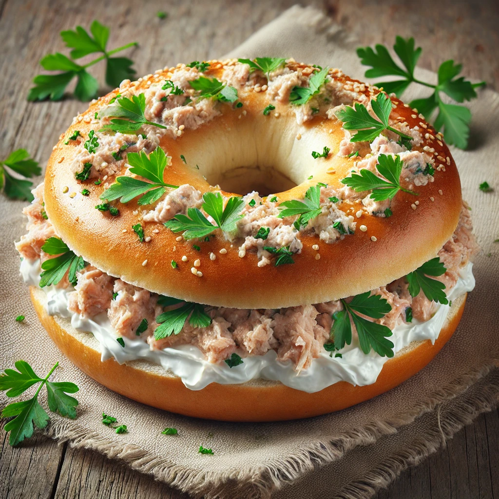 Friss és finom bagel tonhalkrémmel és krémsajttal