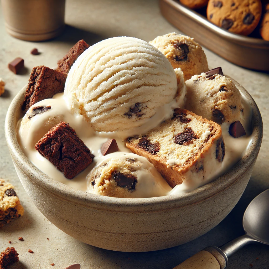 Házi fagylalt brownie-val és cookie dough-val