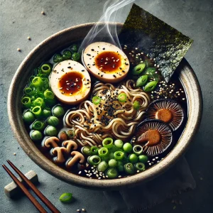 Gazdag ízvilágú japán ramen fekete fokhagymával