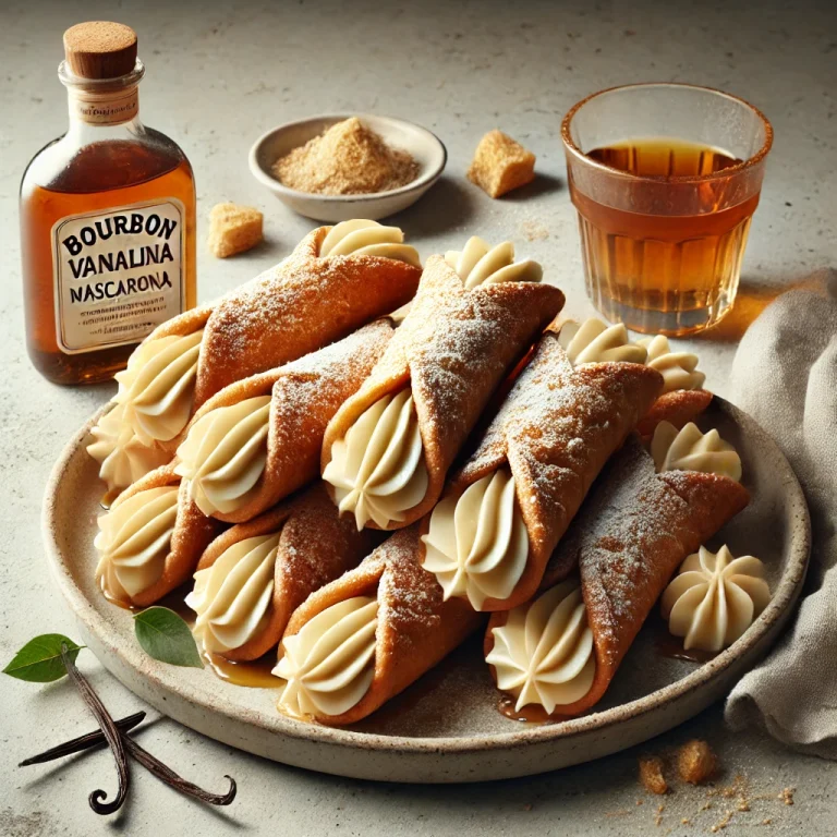 Bourbon vaníliás cannoli tálalva