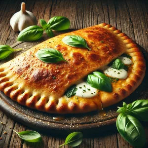 Ínycsiklandó calzone bazsalikommal és sajttal