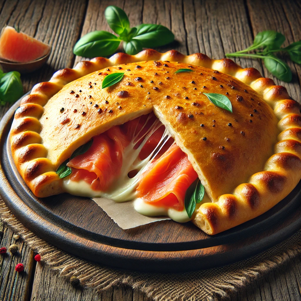 Ínycsiklandó calzone füstölt lazaccal és sajttal
