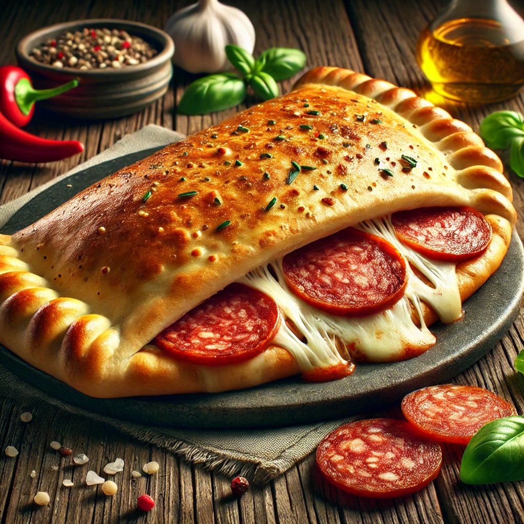 Ínycsiklandó calzone szalámival és sajttal