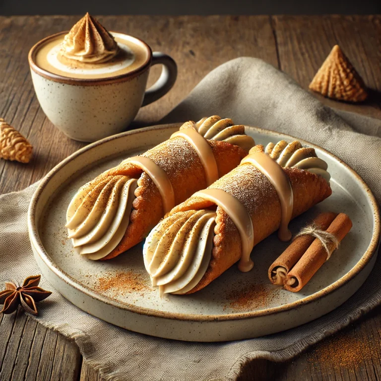 Chai lattés cannoli tálalva