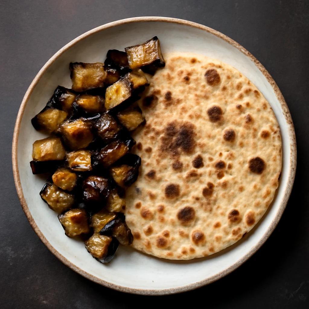 Friss, puha Chapati sült padlizsánnal