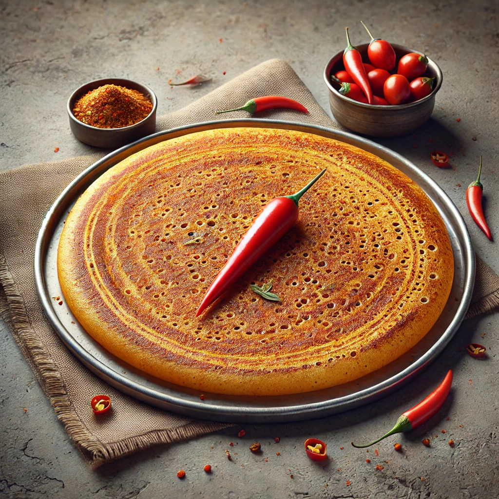 Friss chili dosa, ínycsiklandó tálalásban