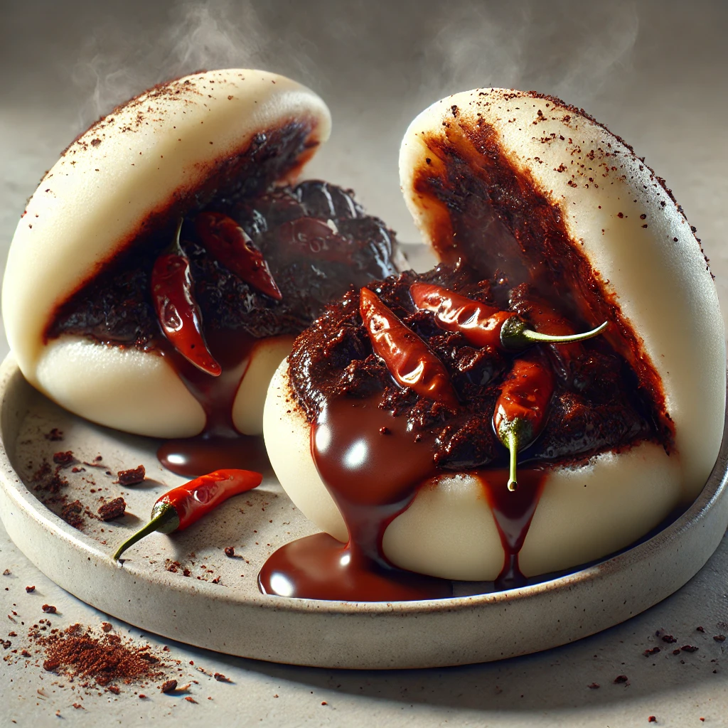 Puha bao bun étcsokoládés-chilis töltelékkel – különleges, pikáns keleti desszert