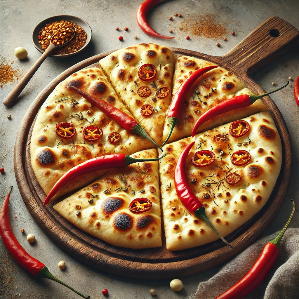 Friss chilis naan, ínycsiklandó tálalásban