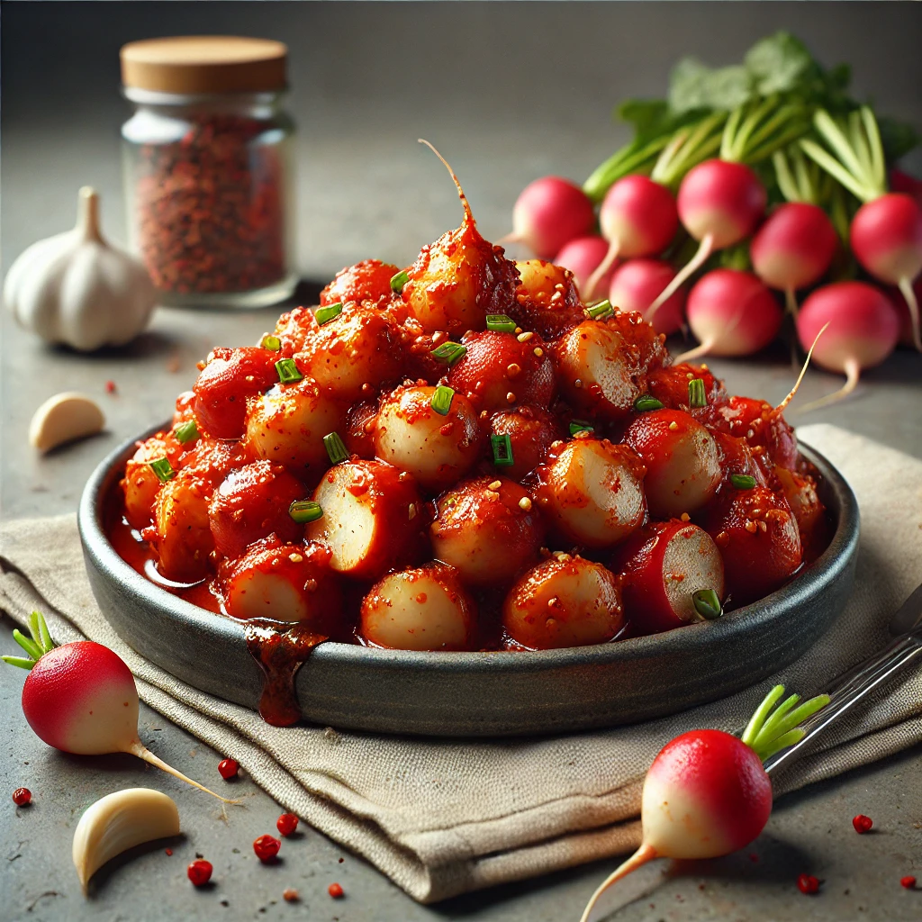 Koreai egész kicsi retek kimchi