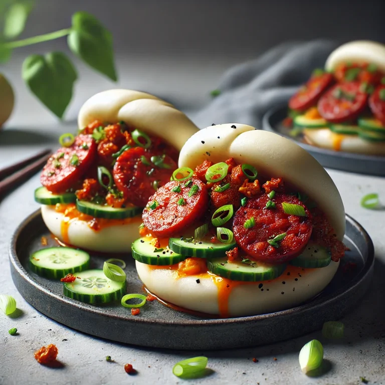 Chorizós bao bun étel tálalva