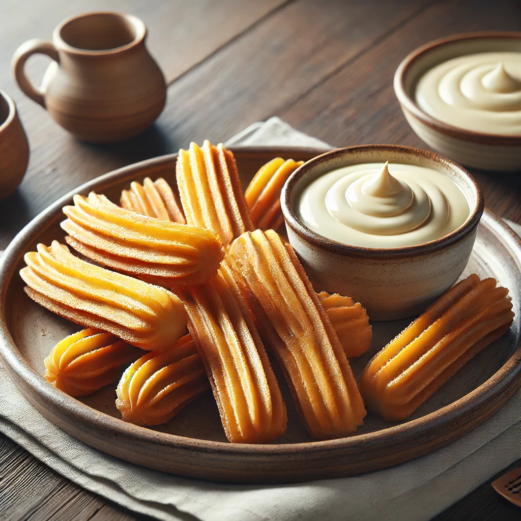 Friss, ropogós churros vaníliás krémmel