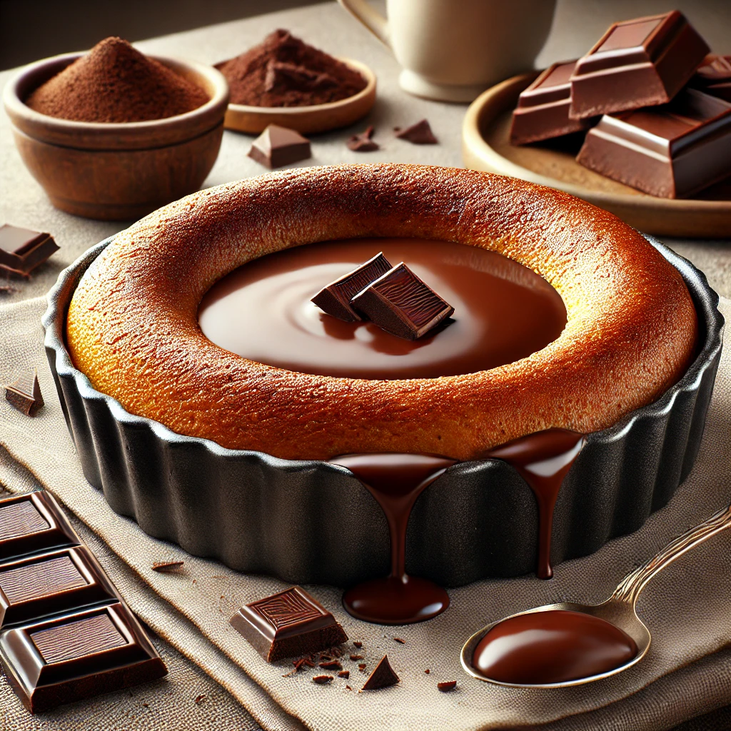 Csokoládéval készült Clafoutis, finom és gazdag francia desszert