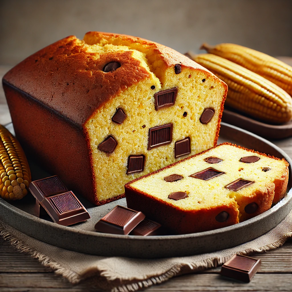 Cornbread, csokoládéval készítve, egyszerűen tálalva