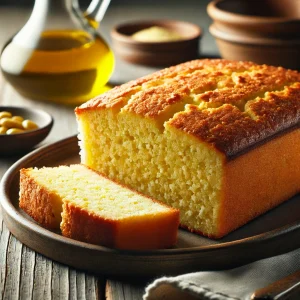 Cornbread, olívaolajjal készítve, egyszerűen tálalva