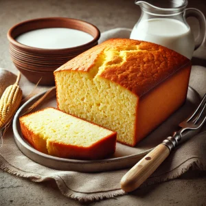 Cornbread, tejjel készítve, egyszerűen tálalva