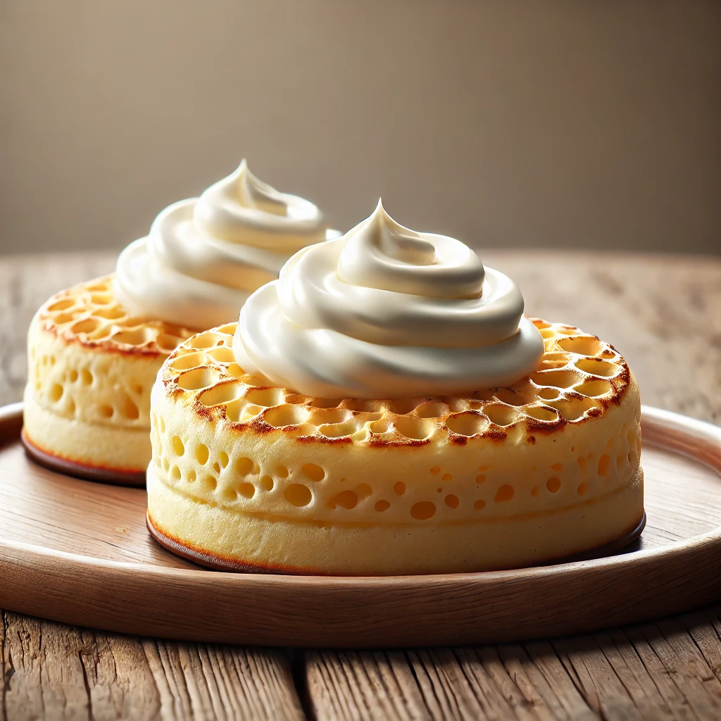 Angol reggeli crumpet, mascarponéval tálalva