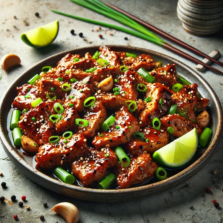 Csirke Bulgogi tálalva, csirkehússal és lime-mal