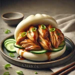 Csirkés bao bun étel tálalva