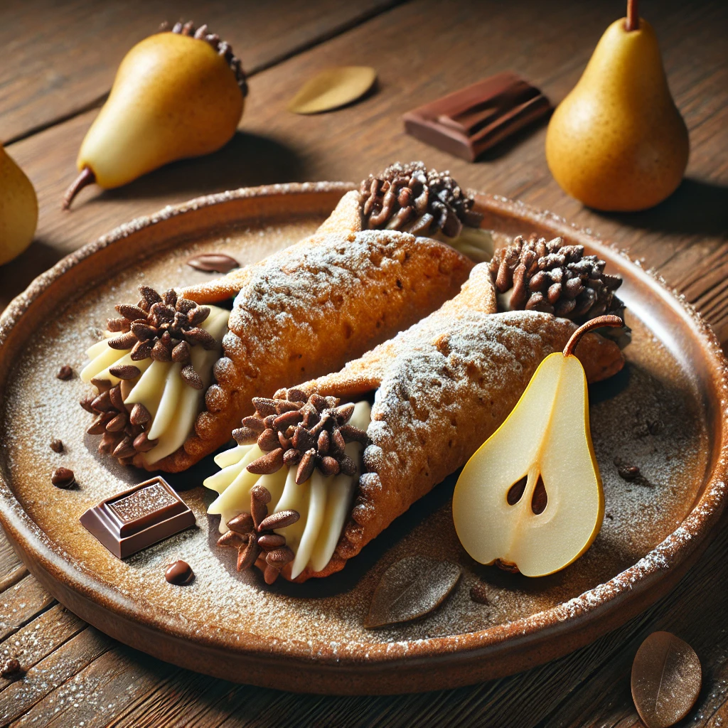 Ricottával, körtével és étcsokoládéval töltött ropogós olasz cannoli
