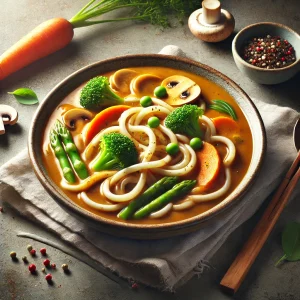 Friss curry udon, ínycsiklandó tálalásban