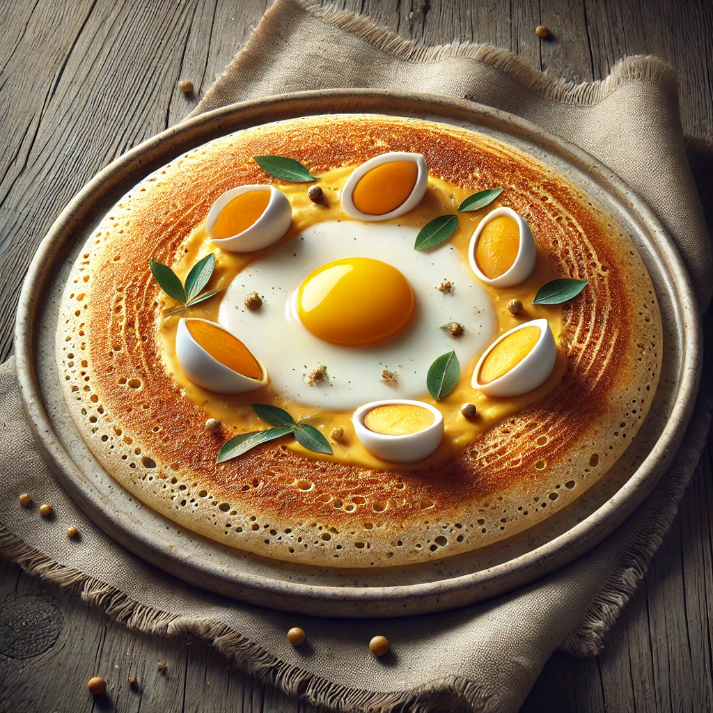 Friss egg dosa, ínycsiklandó tálalásban