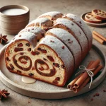 Fahéjas-mézes Stollen tálalva