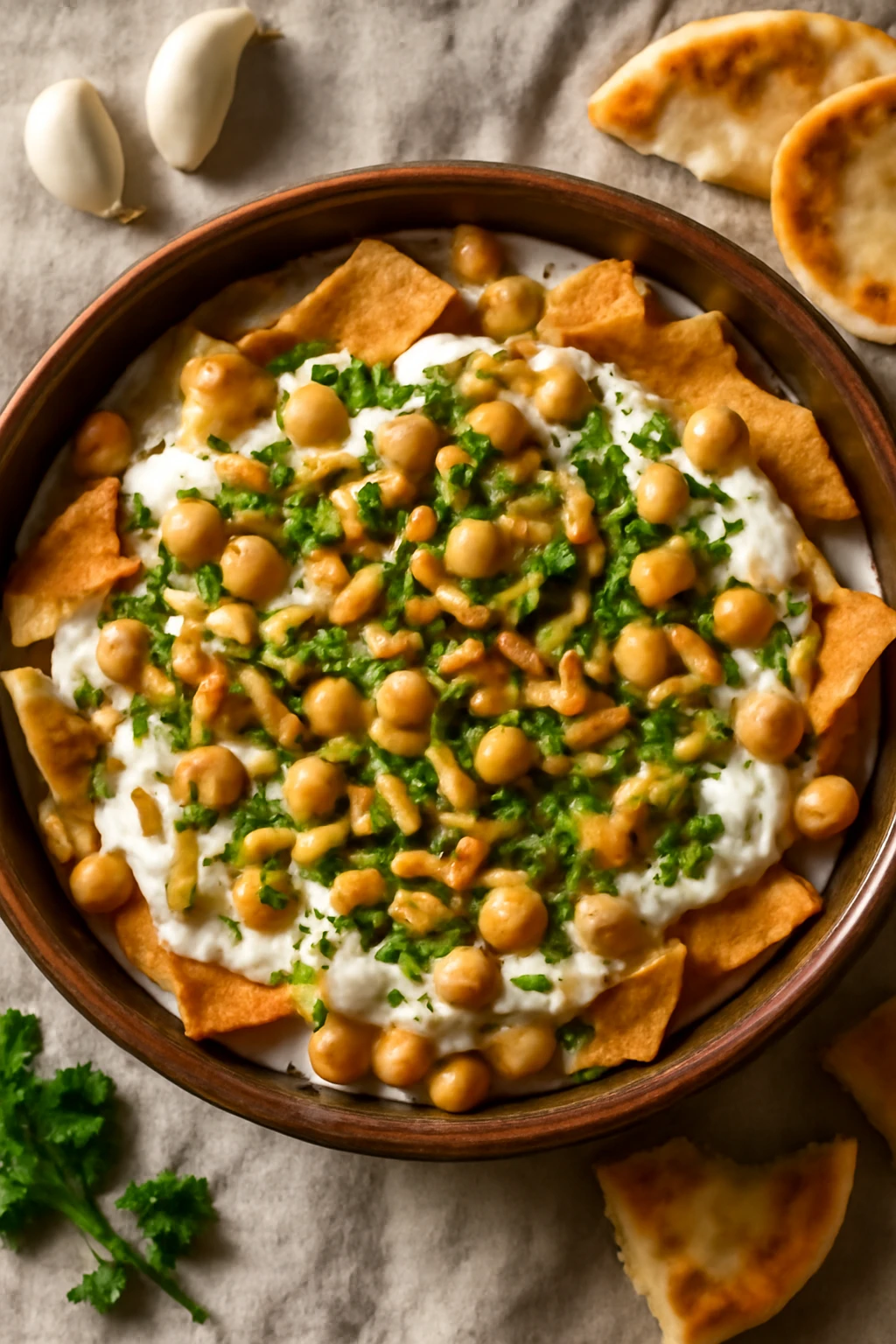 Friss és ínycsiklandó Fatteh fokhagymával