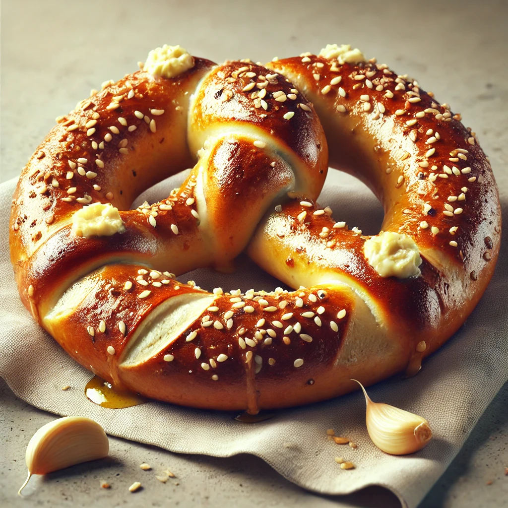 Finom fokhagymás-vajas perecek szezámmaggal