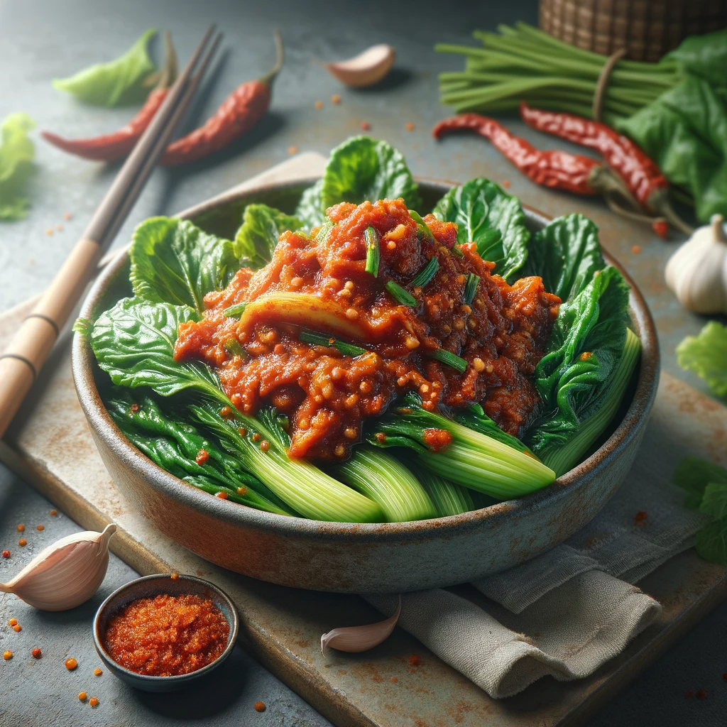 Friss koreai mustárlevél kimchi