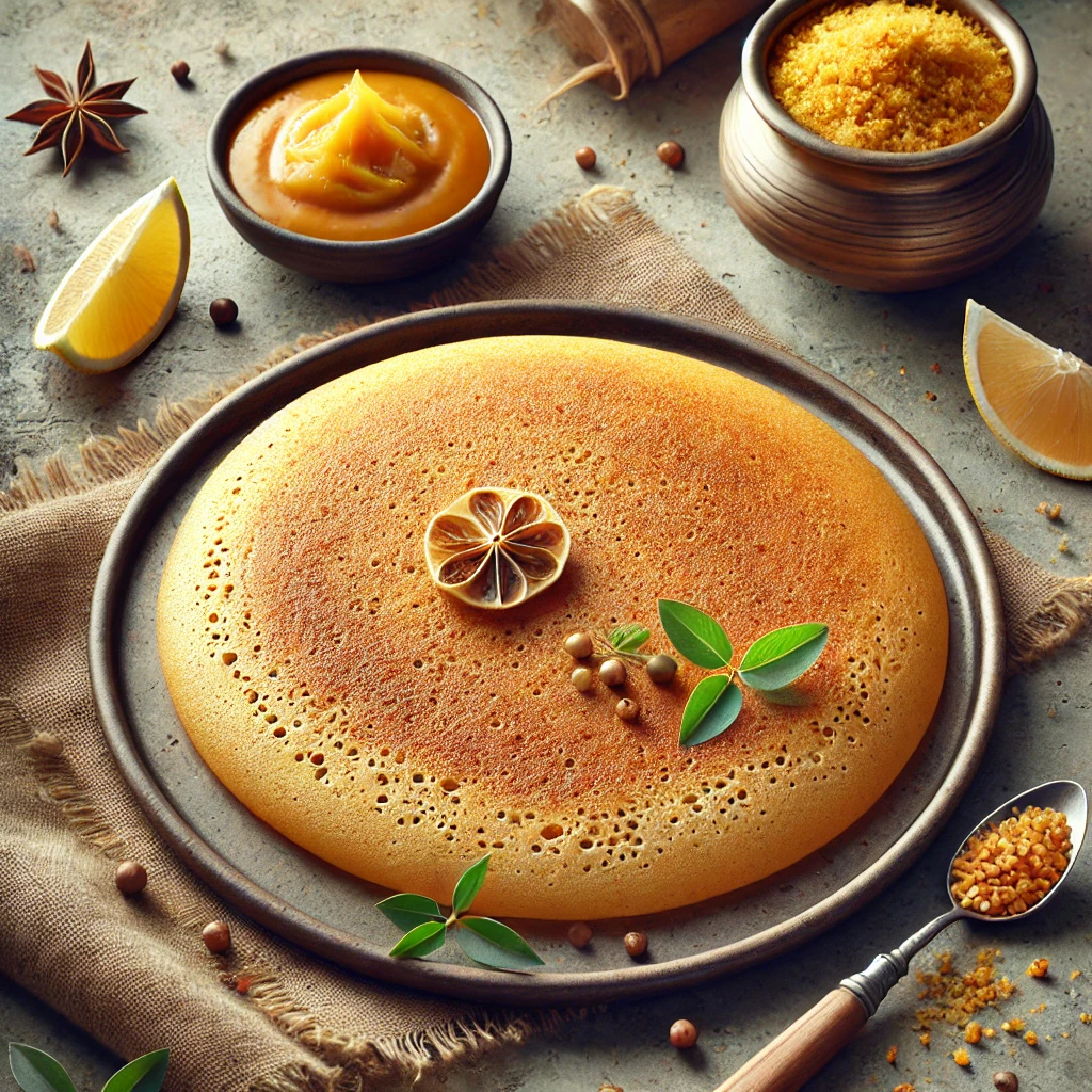Friss ghee dosa, ínycsiklandó tálalásban