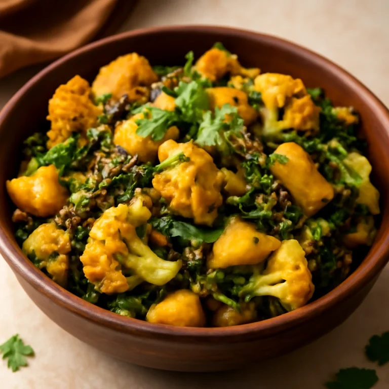 Gobhi Methi Sabzi tálban, friss korianderrel díszítve