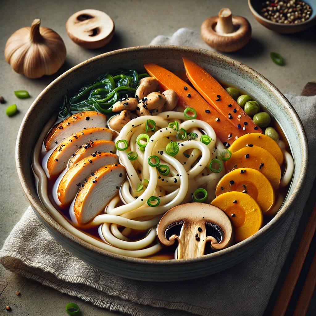 Zöldséges és hússal tálalt udon leves