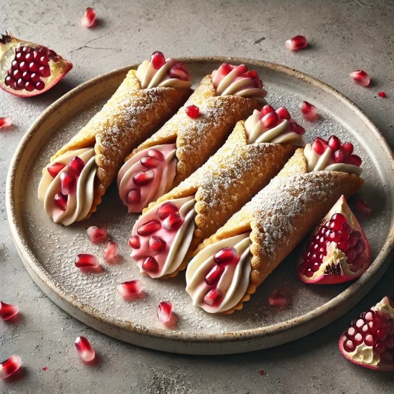 Gránátalmás cannoli tálalva
