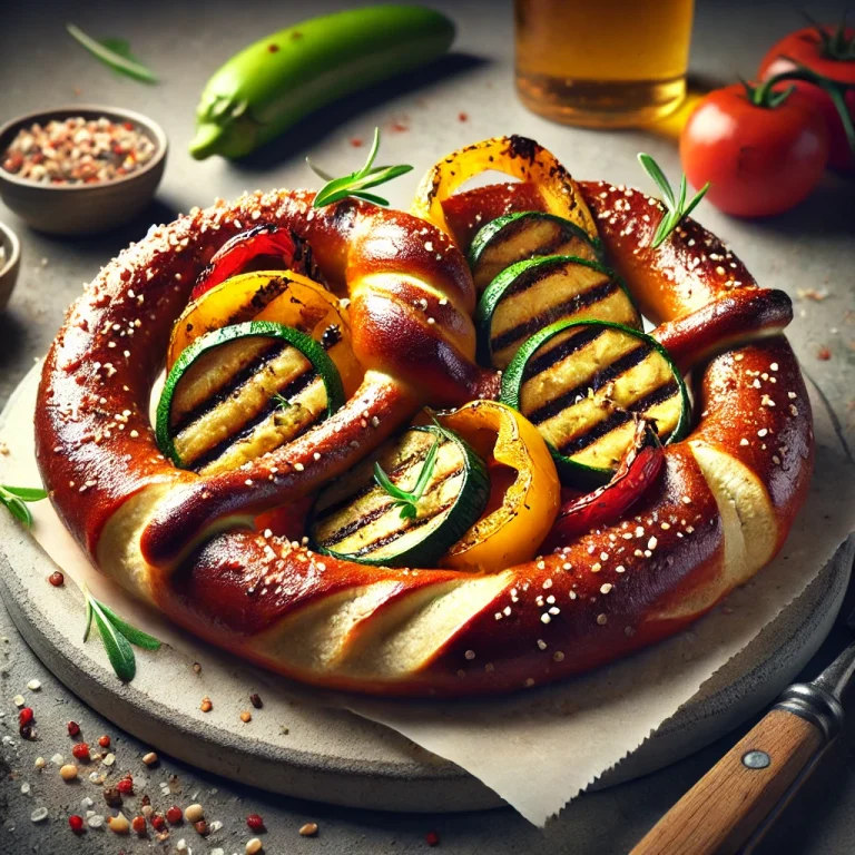 Grillzöldséges perec tálalva