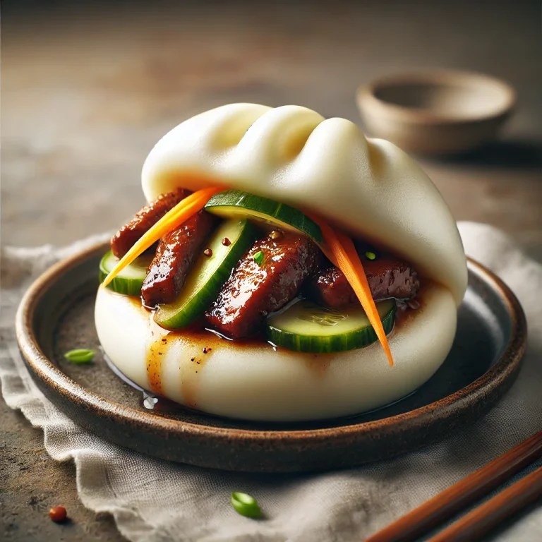 Gua Bao párolt buci sült sertéssel és savanyúsággal
