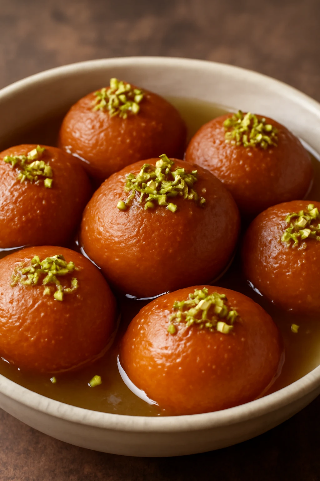 Indiai édesség Gulab Jamun készítése pisztáciával