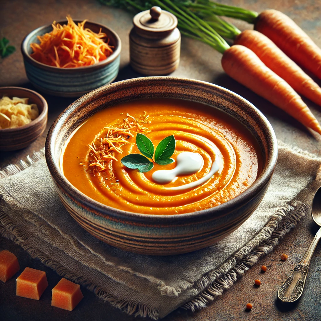 Krémes és enyhén csípős sárgarépás leves friss gyömbérrel