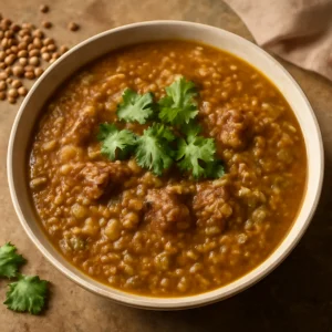 Fűszeres Haleem étel lencsékkel