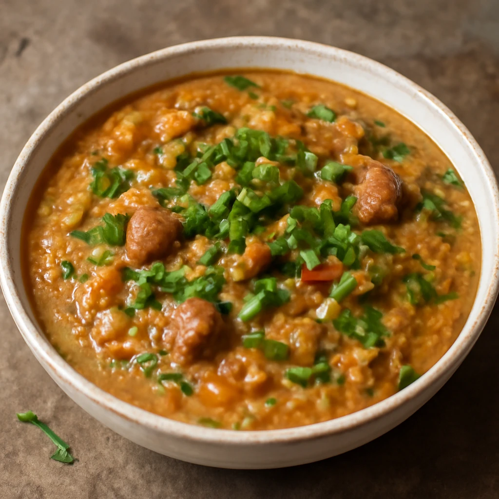 Fűszeres Haleem étel zöldségekkel