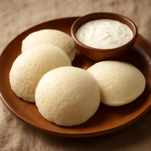 Friss, pufók Idli rizzsel