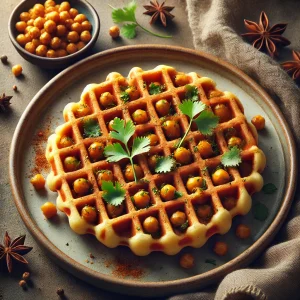 Fűszeres sós gofri csicseriborsóval és indiai curryvel