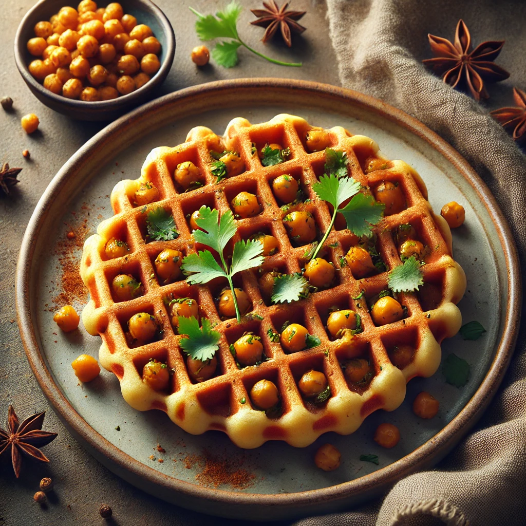Fűszeres sós gofri csicseriborsóval és indiai curryvel