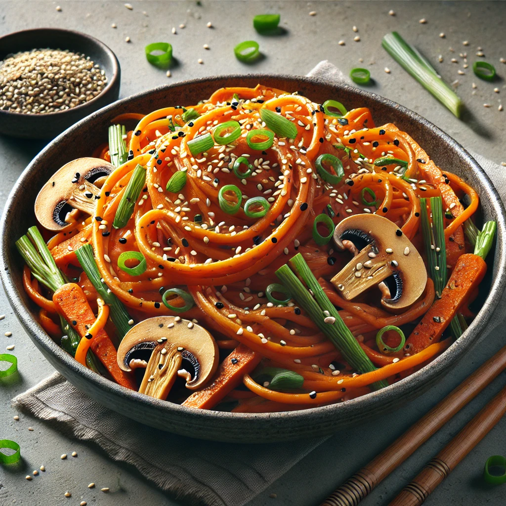 Japchae szójaszósszal és cukorral koreai édesburgonya tésztával