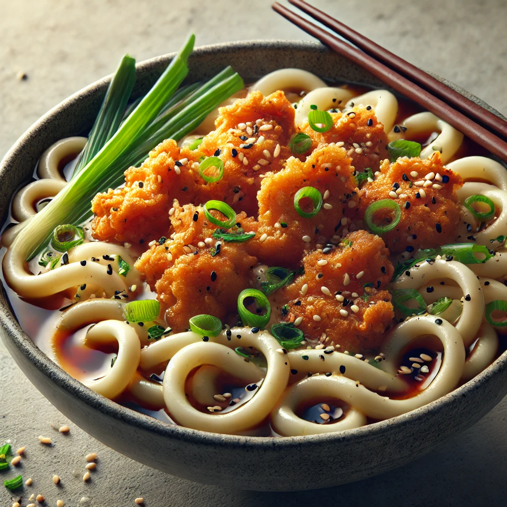 Rántott csirke udon tészta levesben