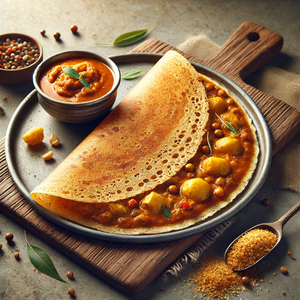 Friss kari dosa, ínycsiklandó tálalásban