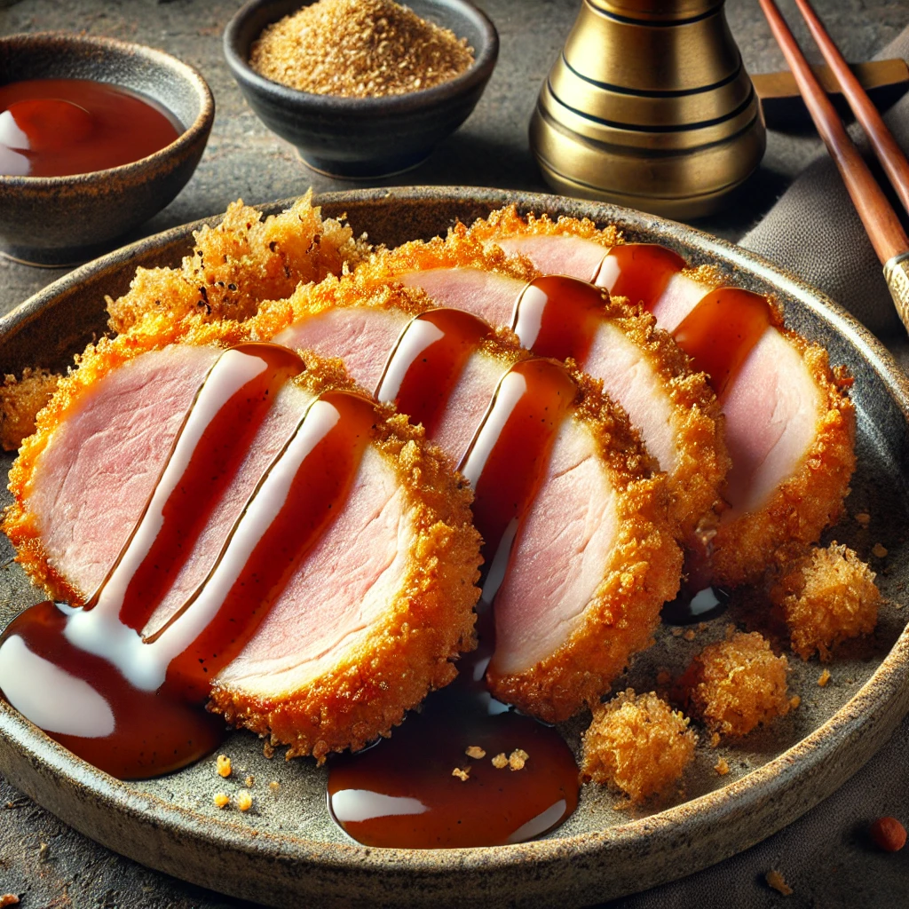 Fűszeres sonkás katsu tonkatsu szósszal