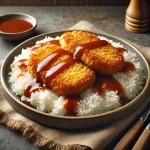 Katsu Rizses Körettel, ropogós panírozott sertésborda tonkatsu szósszal rizsen