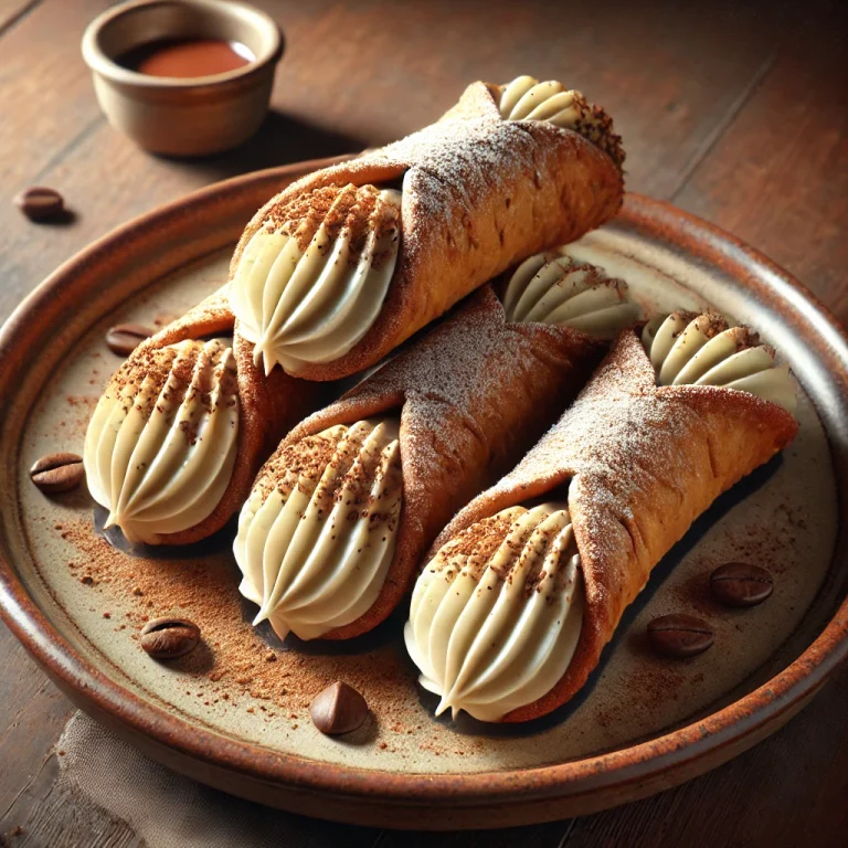 Kávélikőrös cannoli tálalva